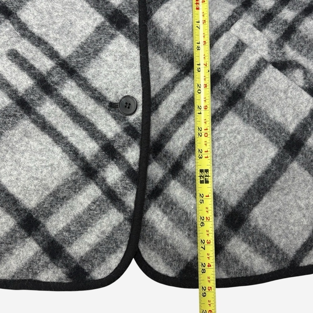 Talbots Wool Blend Gray Plaid Button Up Cape Poncho Coat XS Oversized - Picture 10 of 12
